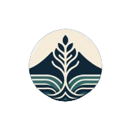 a logo of a mountain with something growing up through it